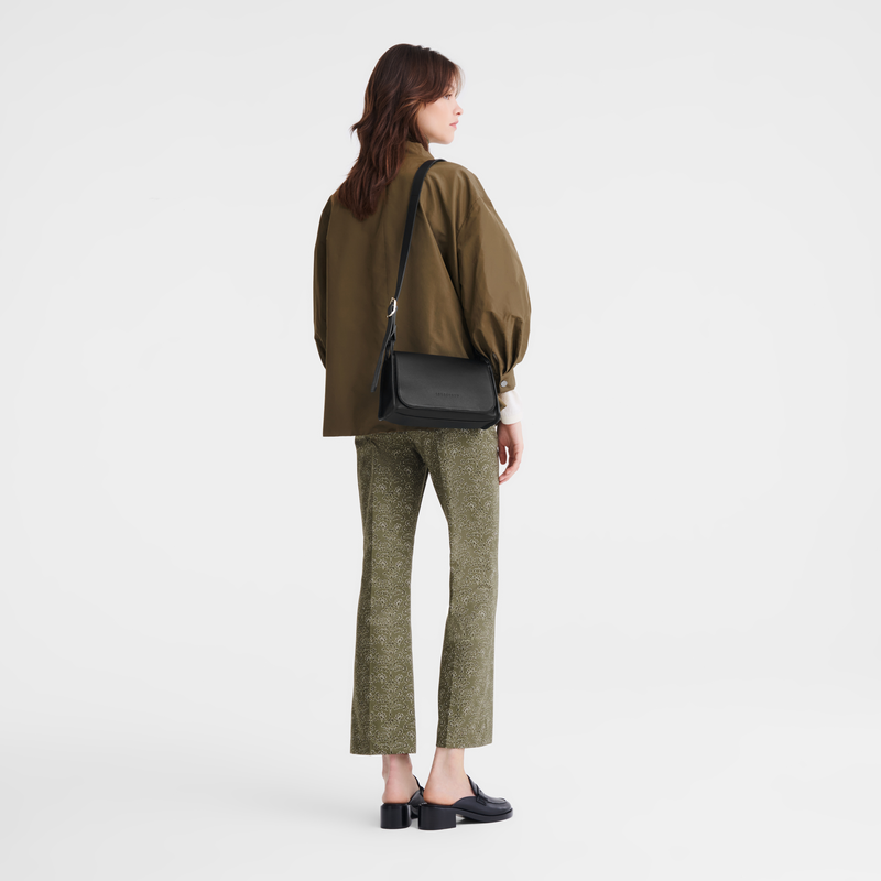 Longchamp Le Foulonné Bolso bandolera M Cuero - Negro Últimos 2 días