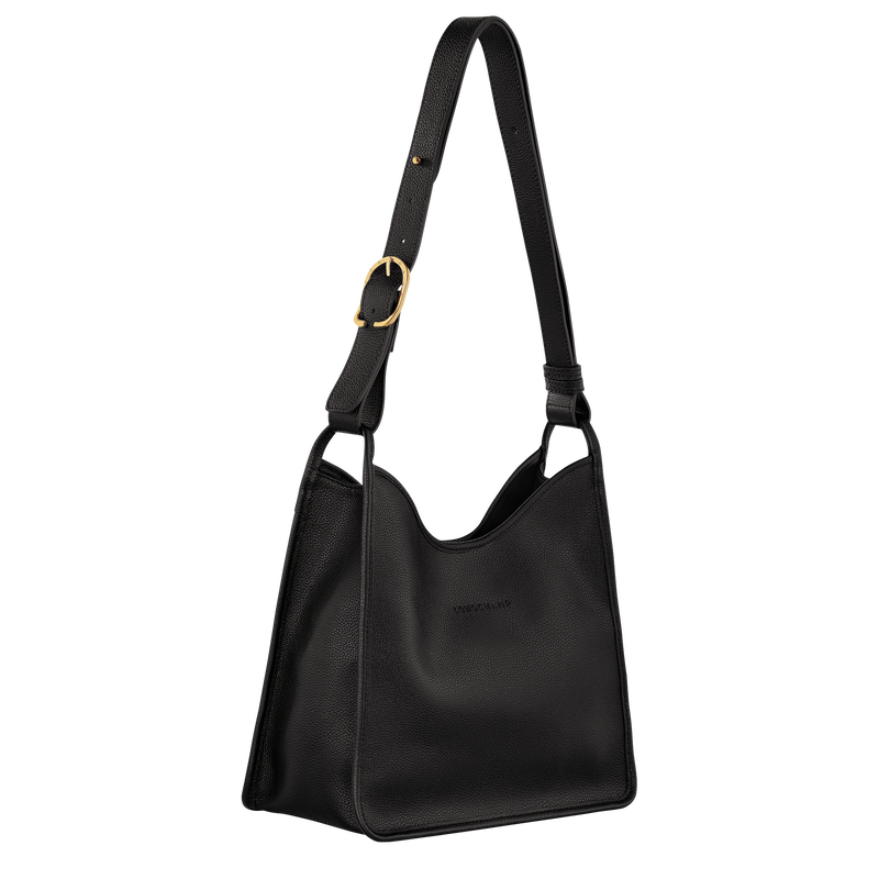 Longchamp Le Foulonné Bolso de hombro M Cuero - Negro Oferta especial de fábrica