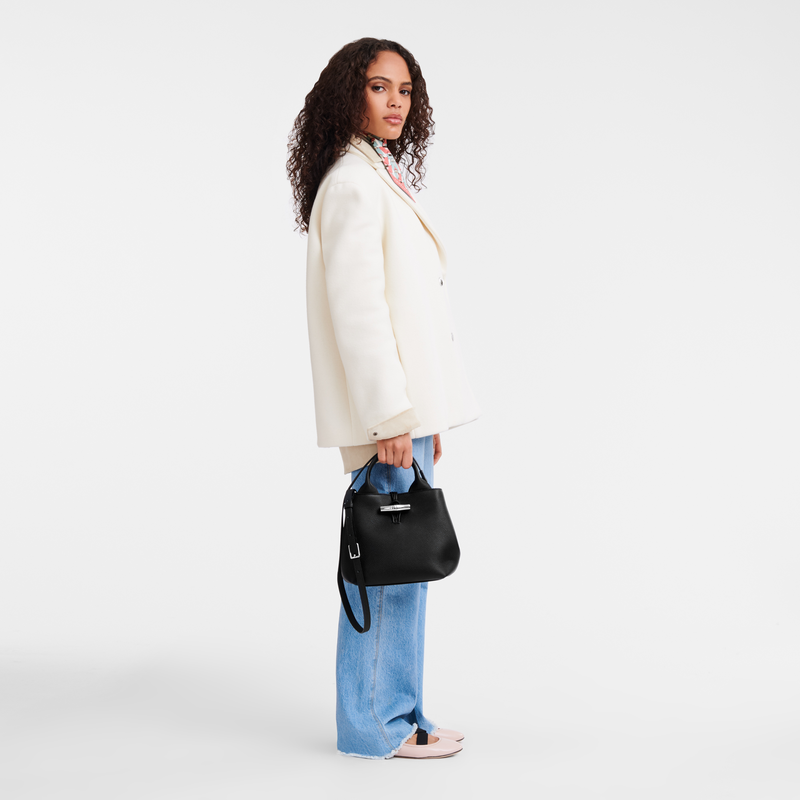 Longchamp Le Roseau Bolso con asa superior S Cuero - Negro Envío internacional gratuito