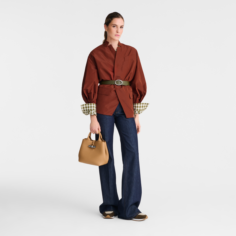 Longchamp Le Roseau Bolso con asa superior S Cuero - Nuez Ahorra y exporta