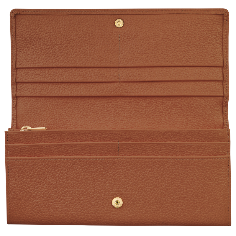 Longchamp Le Foulonné Cartera continental grande Cuero - Caramelo Outlet online