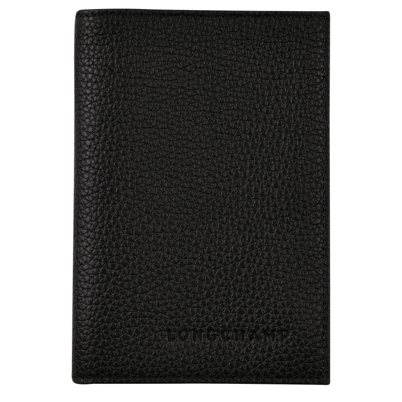 Longchamp Le Foulonné Funda para pasaportes Cuero - Negro