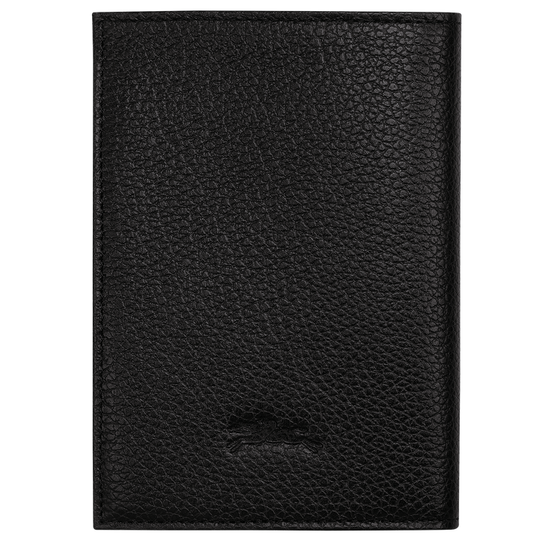 Longchamp Le Foulonné Funda para pasaportes Cuero - Negro Descuentos del mes