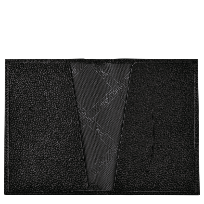 Longchamp Le Foulonné Funda para pasaportes Cuero - Negro Descuentos del mes