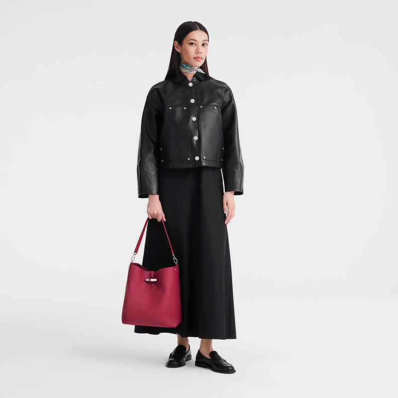 Longchamp Le Roseau Bolso de hombro M Cuero - Remolacha Tienda