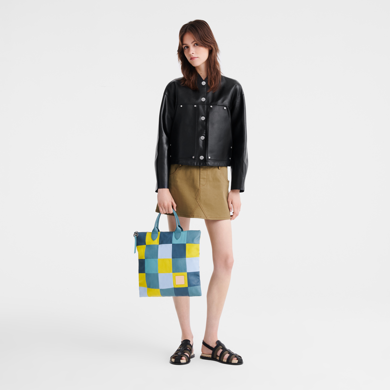 Longchamp Re-Play Bolso con asa superior L Cuero - Eucalipto Tienda