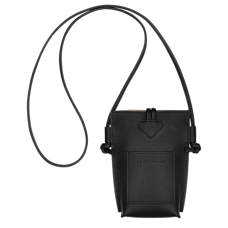 Longchamp Le Roseau Funda de teléfono con cordón de piel Cuero - Negro Rebajas online