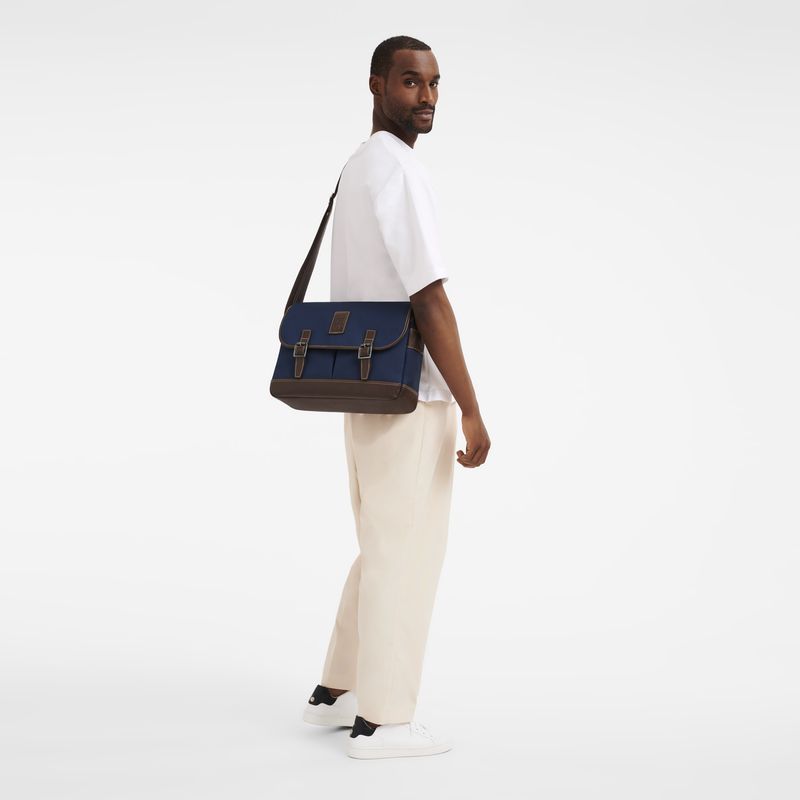Longchamp Boxford Bolso bandolera L Lona reciclada - Azul Oferta especial de fábrica