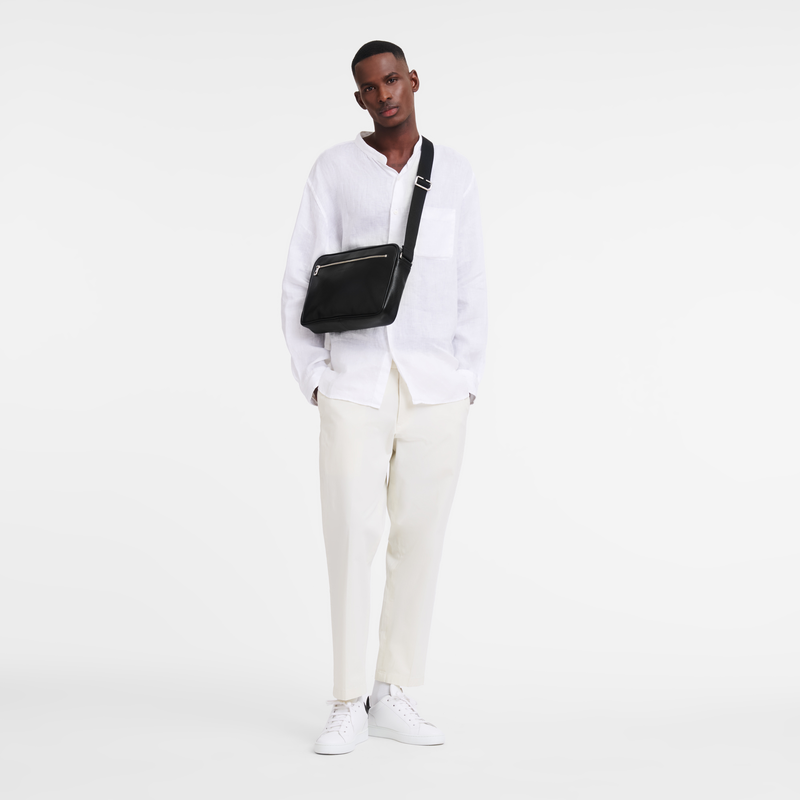 Longchamp Le Foulonné Bolso bandolera M Cuero - Negro Liquidación