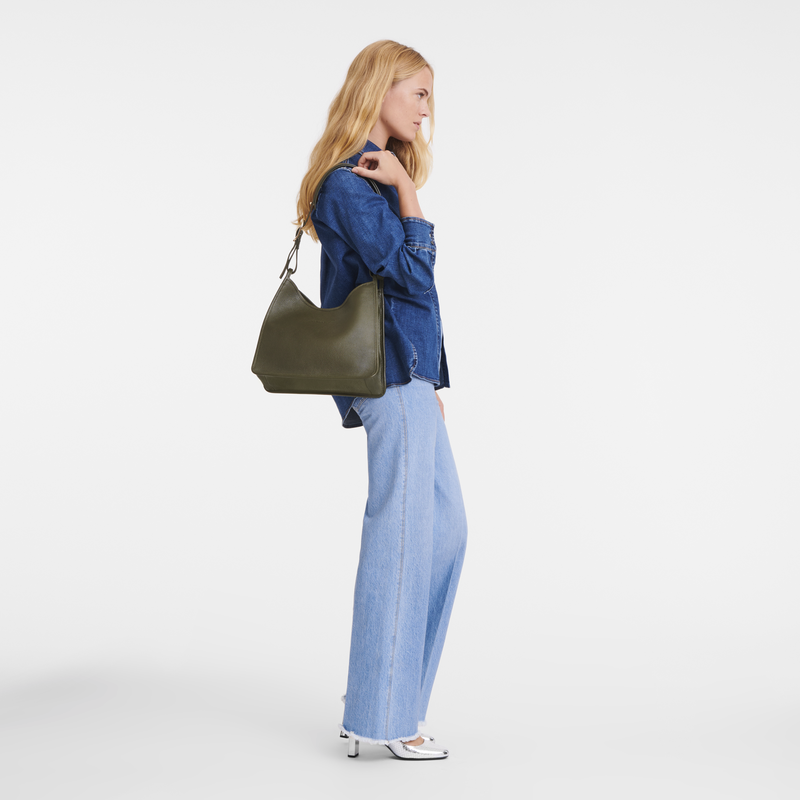 Longchamp Le Foulonné Bolso de hombro M Cuero - Caqui Ahorra y exporta