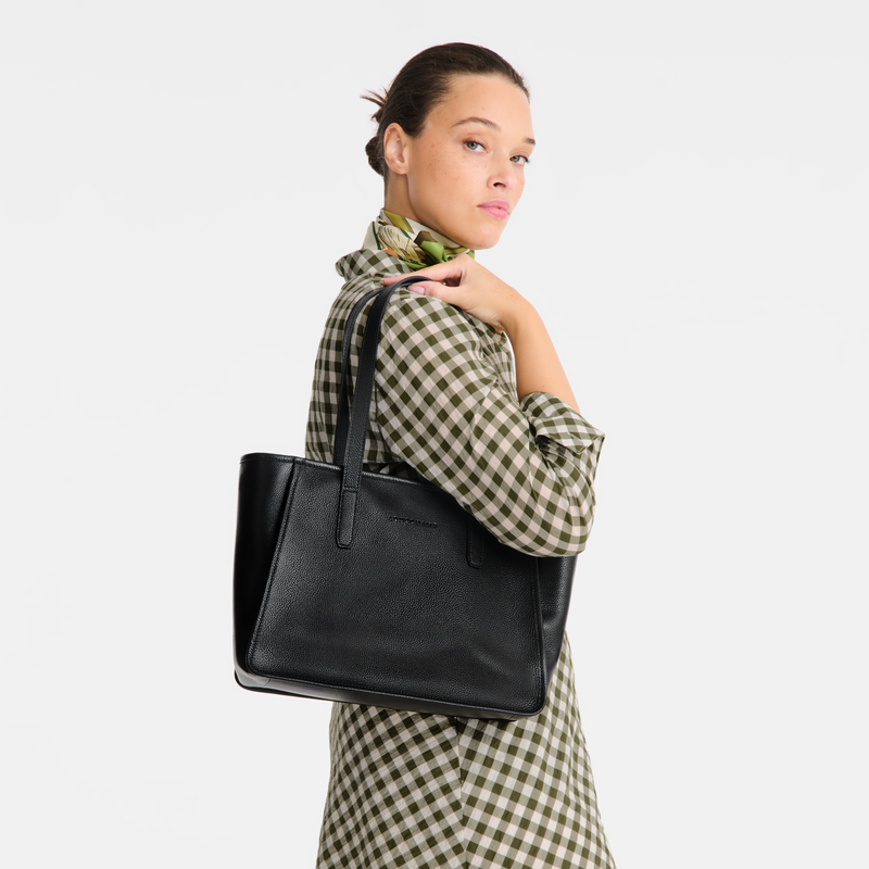 Longchamp Le Foulonné Bolso shopper L Cuero - Negro Libre de impuestos
