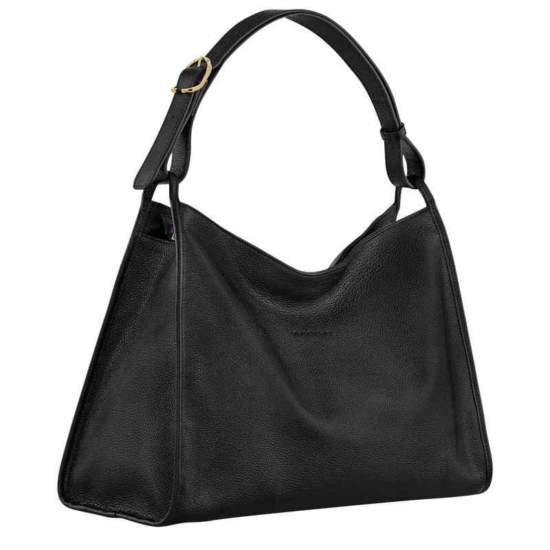 Longchamp Le Foulonné Bolso de hombro XL Cuero - Negro Última moda
