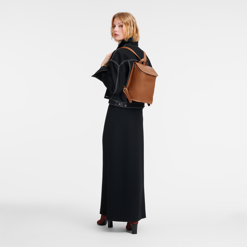 Longchamp Le Foulonné Mochila Cuero - Caramelo Ofertas especiales