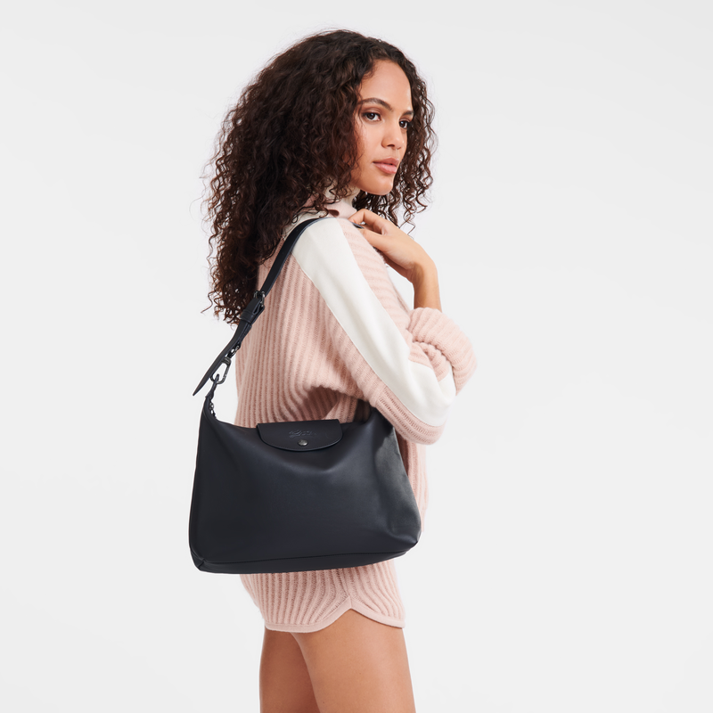 Longchamp Le Pliage Xtra Bolso Hobo M Cuero - Negro Rebajas de fin de temporada