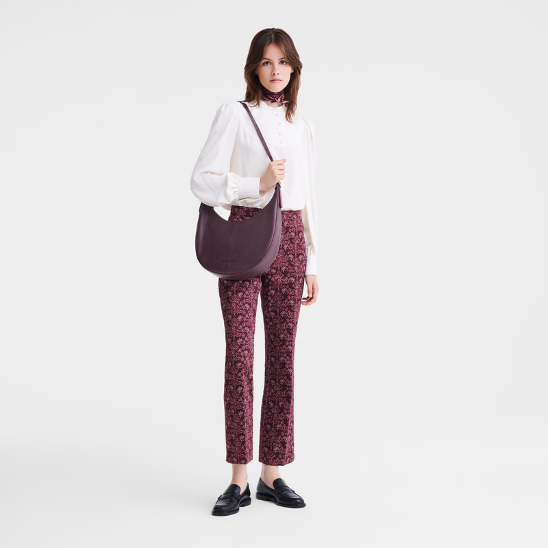Longchamp Essential Bolso bandolera L Cuero - Berenjena Tienda