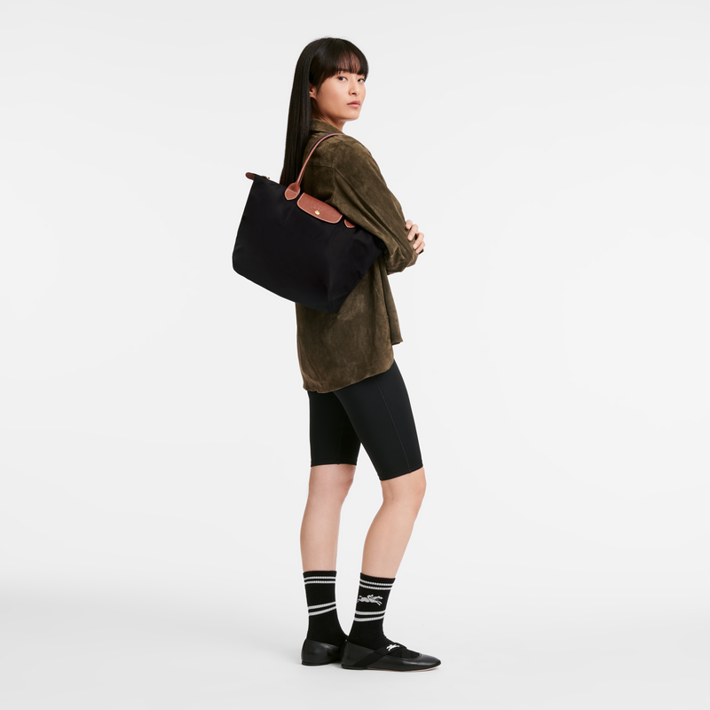 Longchamp Le Pliage Original Bolso de hombro M Lona reciclada - Negro Precio de fábrica