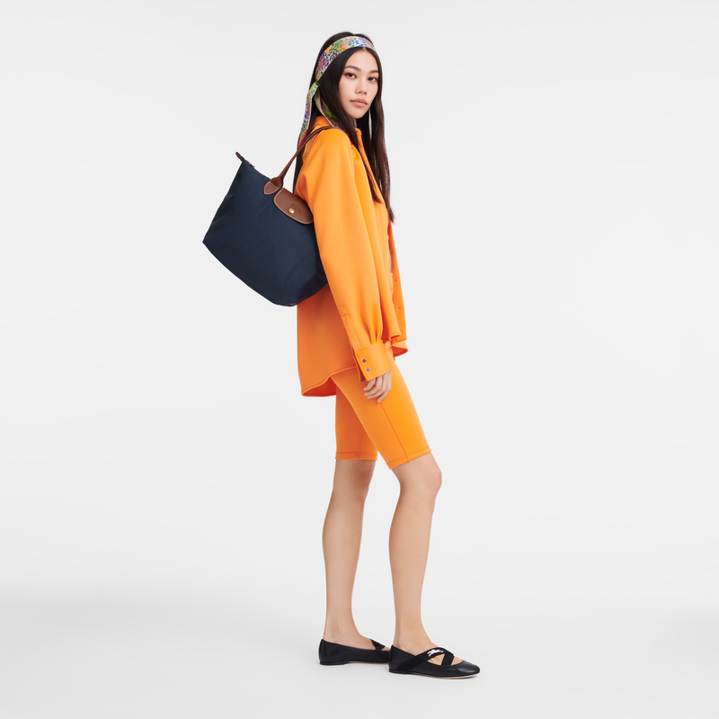 Longchamp Le Pliage Original Bolso de hombro M Lona reciclada - Azul Marino Promoción por tiempo limitado