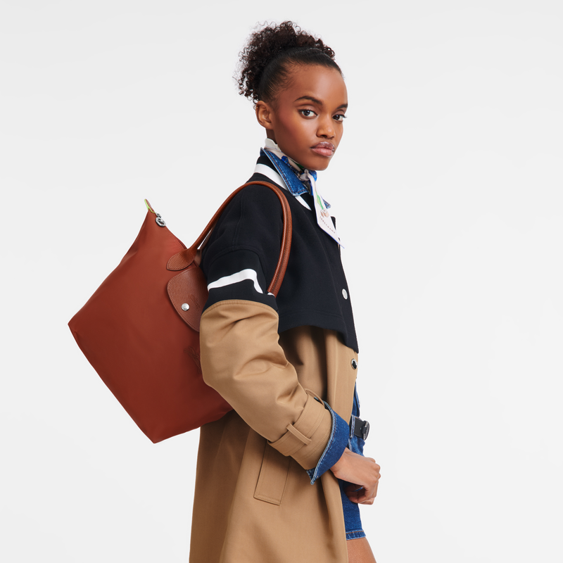 Longchamp Le Pliage Green Bolso de hombro M Lona reciclada - Castaño Tienda de fábrica