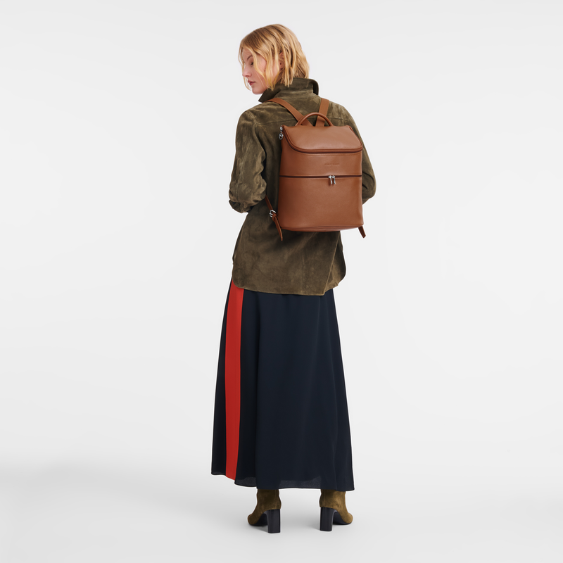 Longchamp Le Foulonné Mochila Cuero - Caramelo Oferta exclusiva