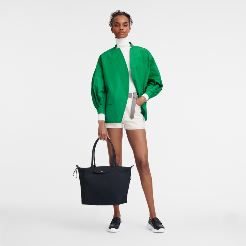 Longchamp Le Pliage Energy Bolso shopper L Lona reciclada - Negro Última moda