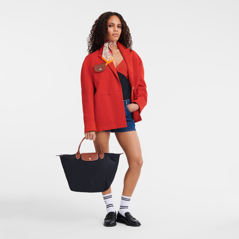 Longchamp Le Pliage Original Bolso con asa superior M Lona reciclada - Negro Ventas relámpago