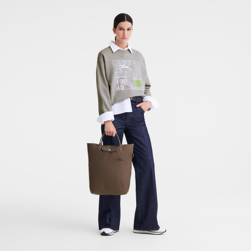 Longchamp Le Pliage Green Bolso shopper M Tela - Tierra Oferta especial