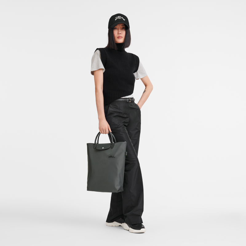 Longchamp Le Pliage Green Bolso shopper M Tela - Grafito Últimos 3 días