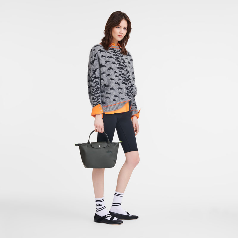Longchamp Le Pliage Green Bolso con asa superior S Lona reciclada - Grafito Último día