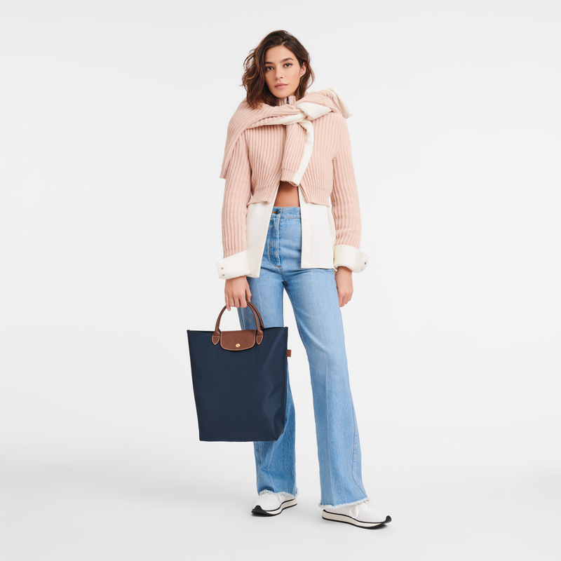 Longchamp Le Pliage Original Bolso shopper M Tela - Azul Marino Liquidación