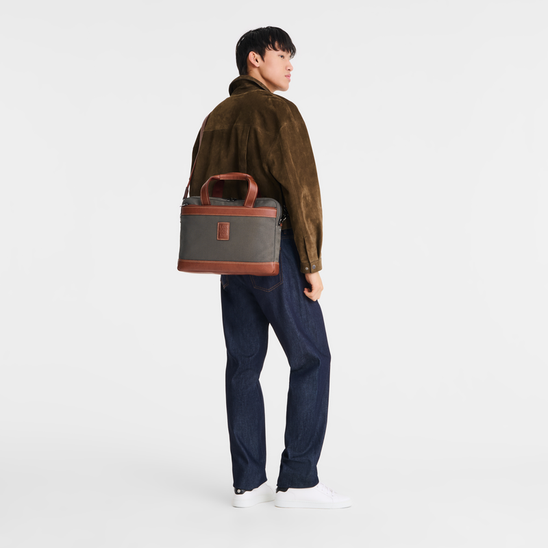 Longchamp Boxford Maletín S Lona reciclada - Marrón Ofertas especiales