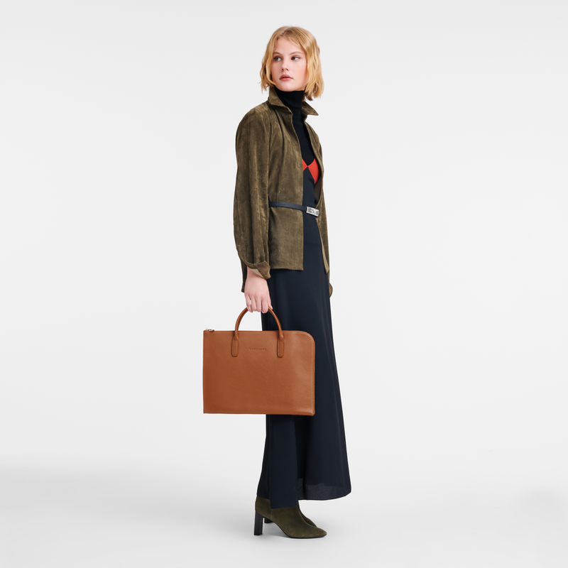 Longchamp Le Foulonné Maletín S Cuero - Caramelo En línea