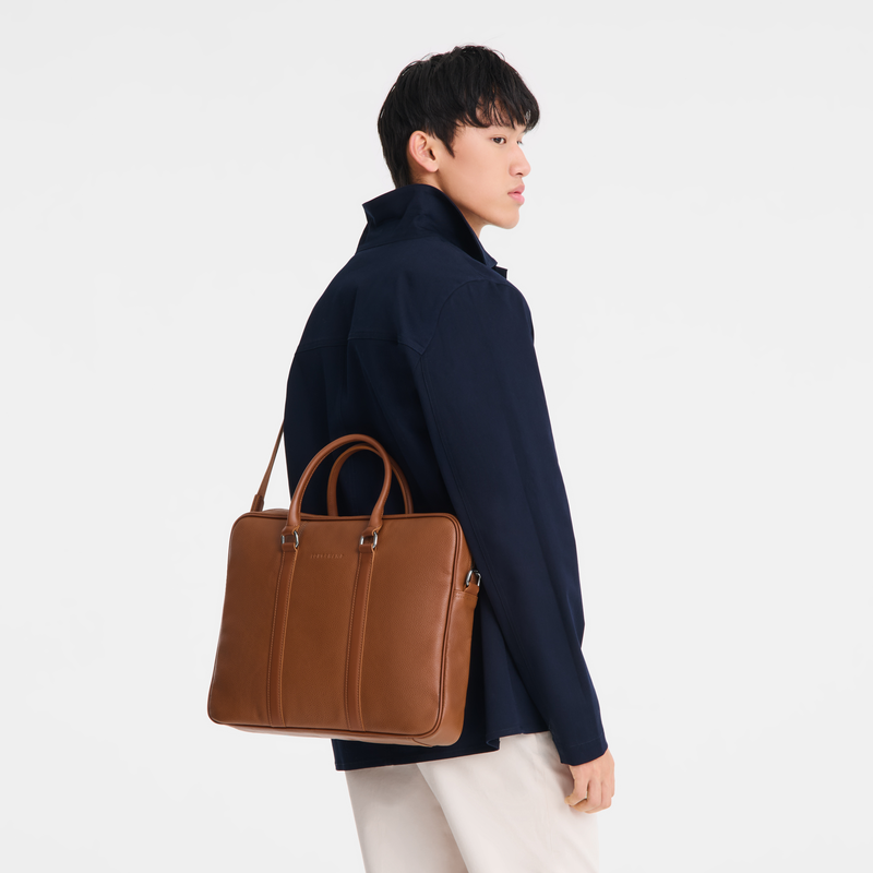 Longchamp Le Foulonné Maletín S Cuero - Caramelo Venta caliente