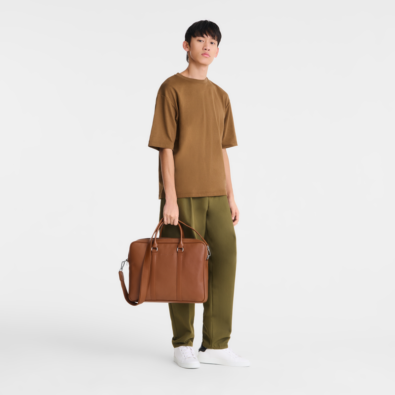 Longchamp Le Foulonné Maletín M Cuero - Caramelo Gran oferta