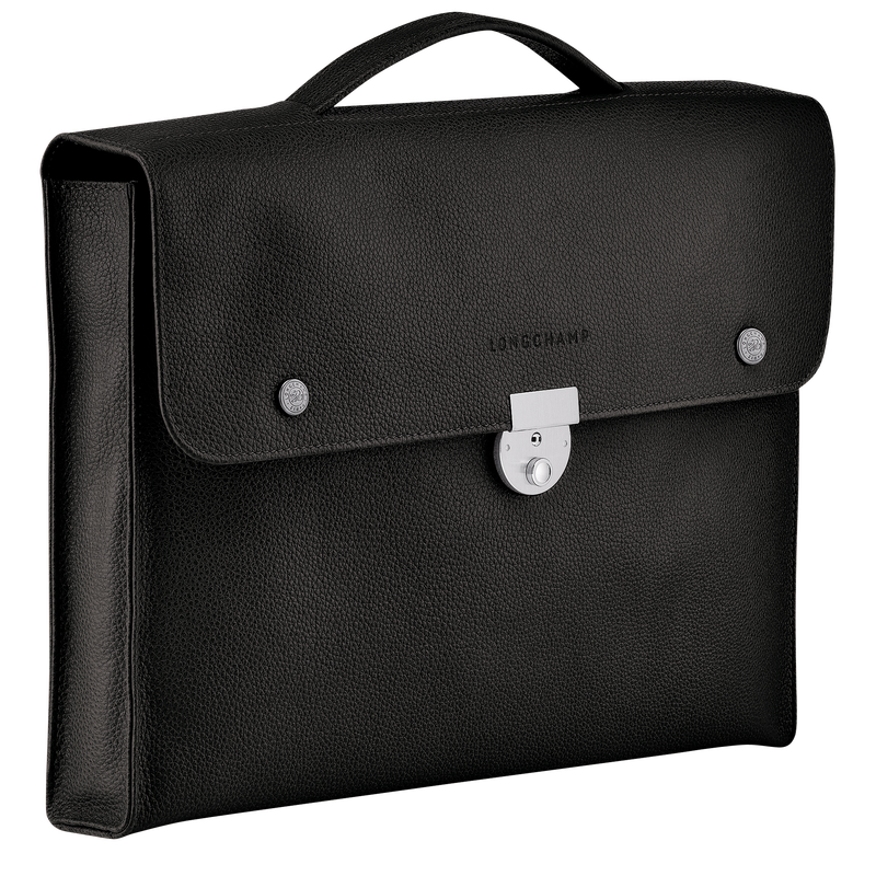 Longchamp Le Foulonné Maletín S Cuero - Negro Rebajas baratas