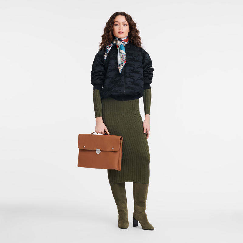 Longchamp Le Foulonné Maletín S Cuero - Caramelo Rebajas de fábrica