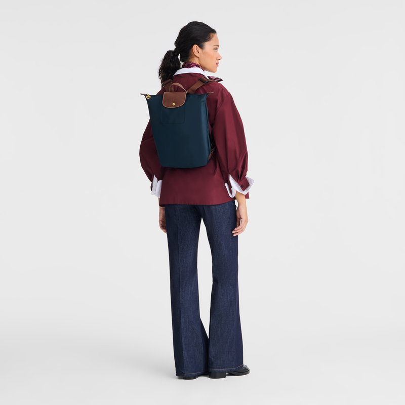 Longchamp Le Pliage Original Mochila M Tela - Azul Marino Ventas relámpago