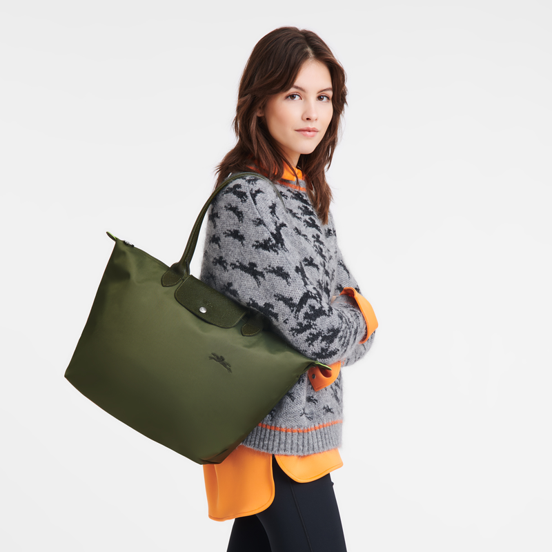 Longchamp Le Pliage Green Bolso de hombro L Lona reciclada - Bosque Oferta especial de fábrica