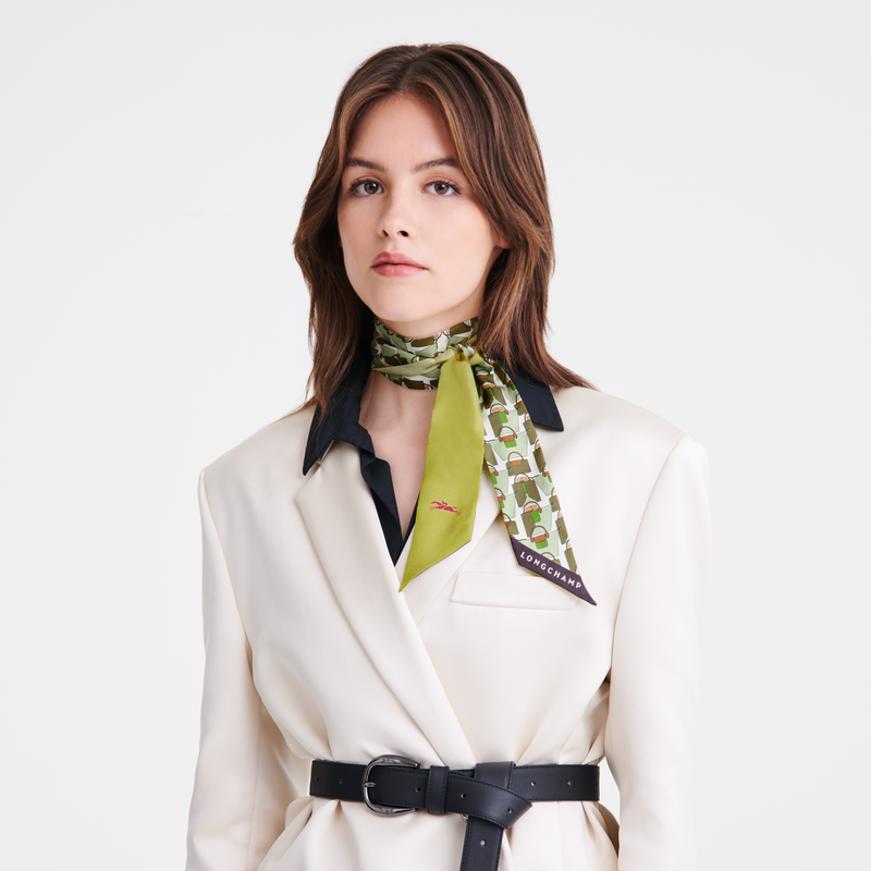 Longchamp Origami Le Pliage Banda Seda - Verde Kiwi Última moda