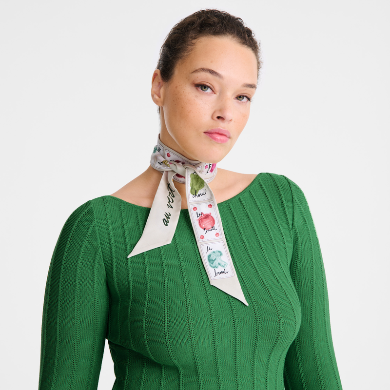 Longchamp Rosa y verde Banda Seda - Papel Devoluciones gratuitas