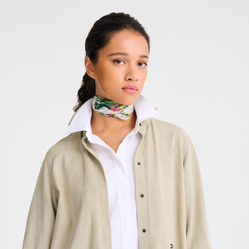 Longchamp Rosa y verde Pañuelo de seda 50 Seda - Papel COMPRAR AHORA
