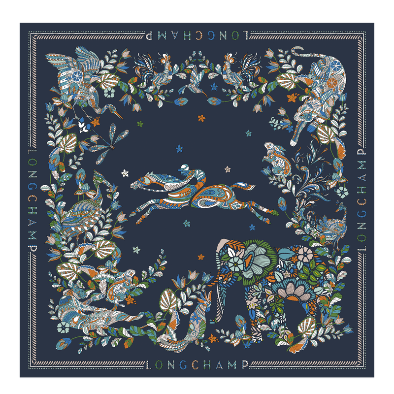 Longchamp Forêt Longchamp Pañuelo de seda 90 Seda - Azul Marino