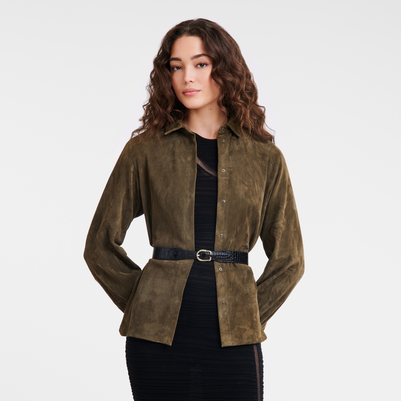 Longchamp Longchamp 1980 Croco Cinturón de mujer Cuero - Negro Rebajas top