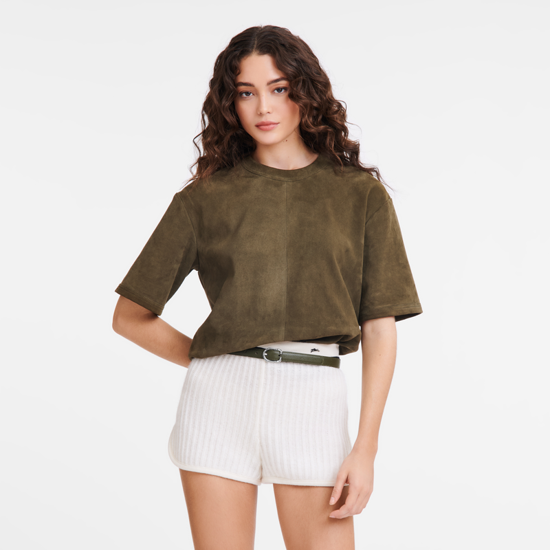 Longchamp Le Foulonné Cinturón de mujer Cuero - Caqui Envío gratis