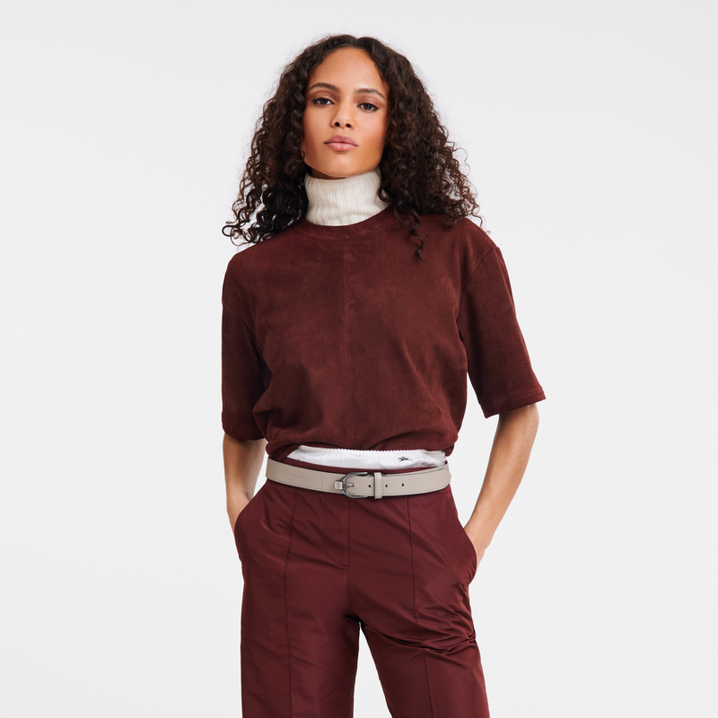 Longchamp Longchamp 3D Cinturón de mujer Cuero - Arcilla Últimos 2 días