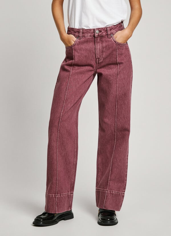 Pepe Jeans jeans fit loose y tiro alto - berry Descuento