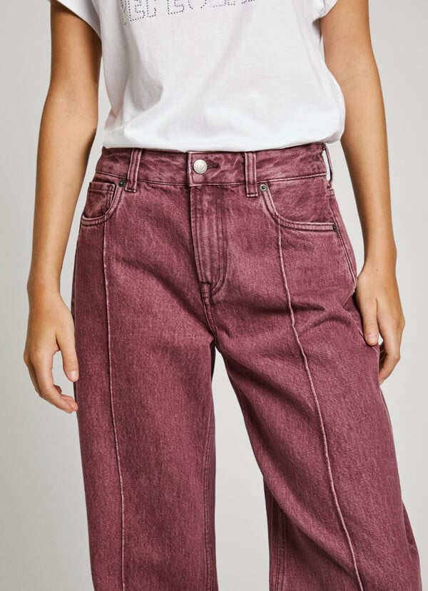 Pepe Jeans jeans fit loose y tiro alto - berry Descuento