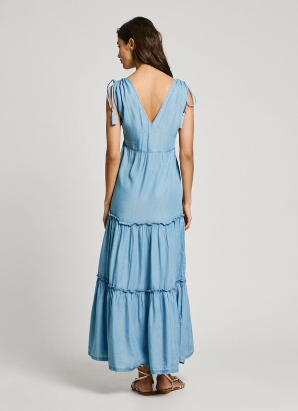 Pepe Jeans vestido largo cuello pico Rebajas top