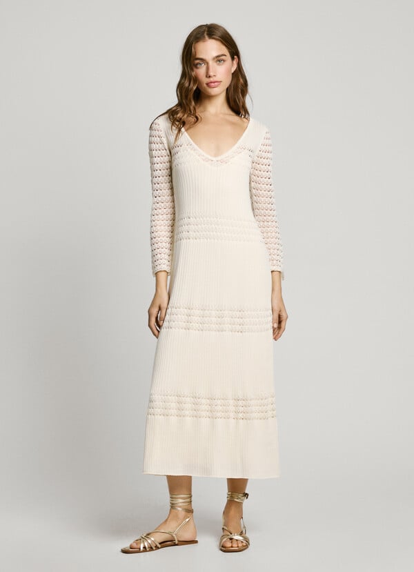 Pepe Jeans vestido largo punto pointelle