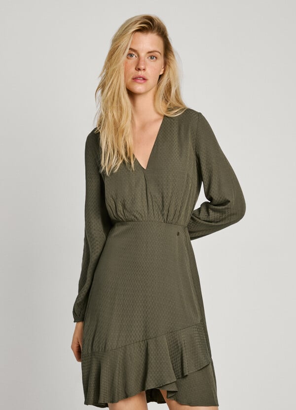 Pepe Jeans vestido corto cuello pico COMPRAR AHORA
