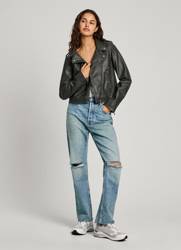 Pepe Jeans cazadora biker efecto piel Ahorra y exporta